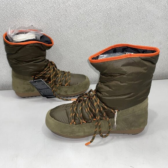 Moon Boot Suede & Nylon Lace-Up Ankle Boots – Men’s 7.5 / Women’s 8.5, Military - Picture 3 of 8